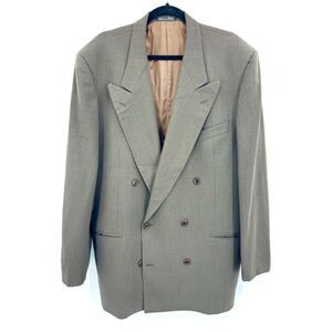 VALENTINO Gray Brown 100% Virgin Wool Double Breasted 2 Button Blazer Size 42L